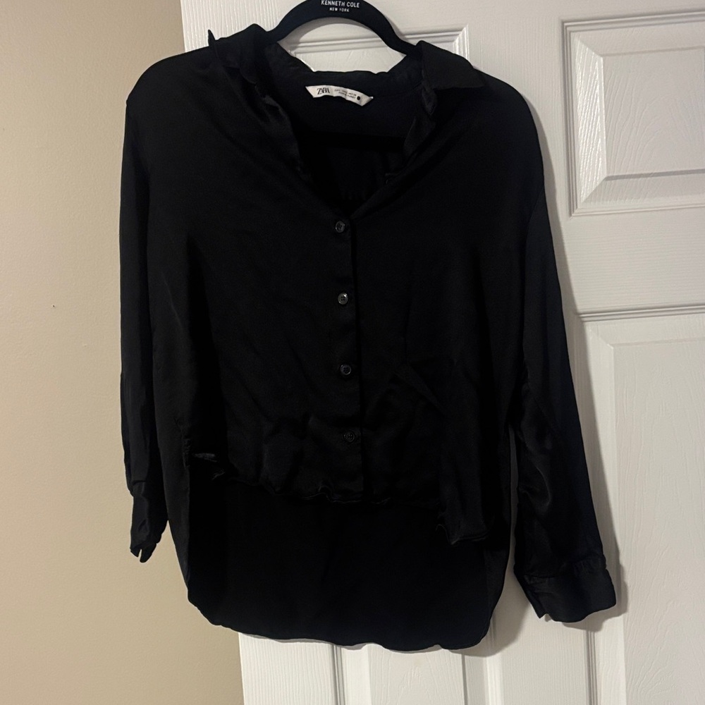 Zara Black Button-Down Women's Shirt